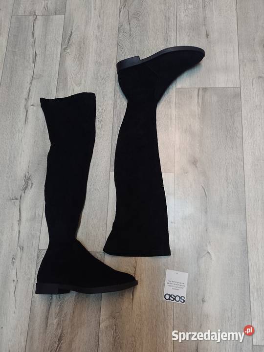 40 ASOS Design Czarne Kozaki kolano muszkieterki Kraków