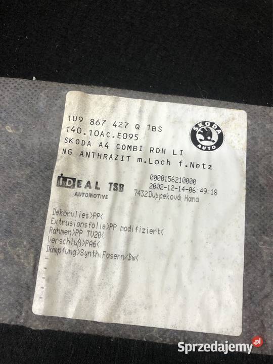 BOCZEK BAGAŻNIKA PRAWY LEWY 1U9867428Q osobowe Kozy