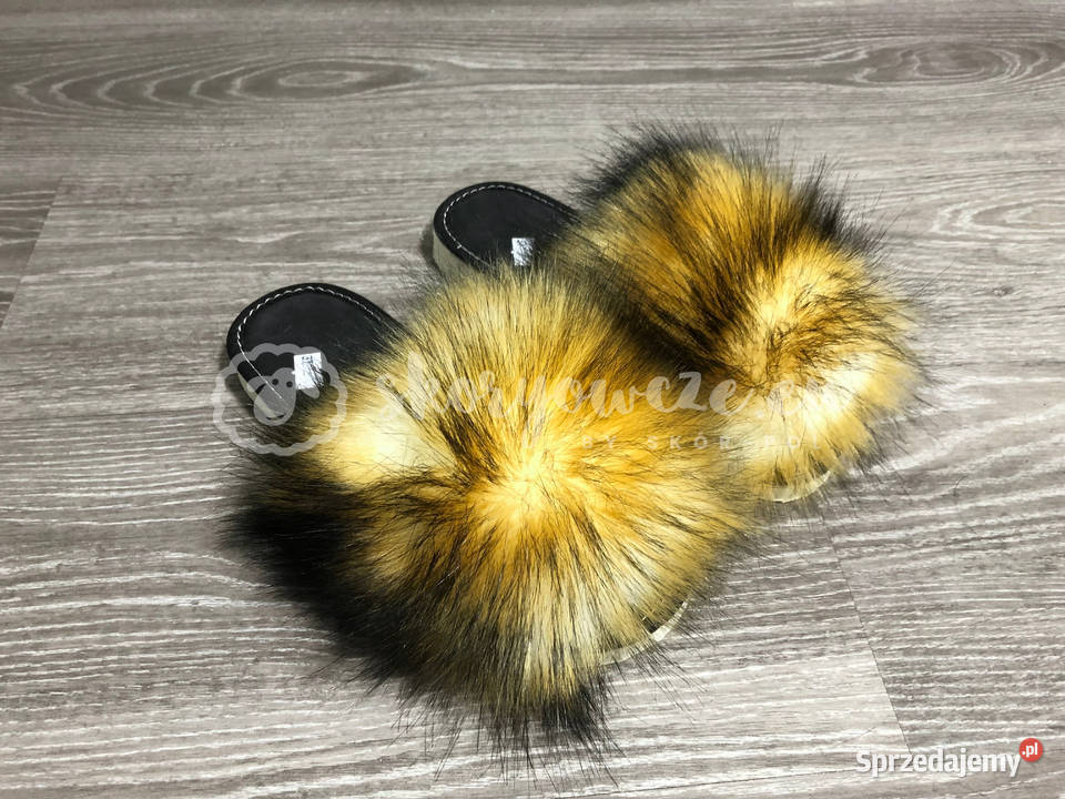 Pantofle klapki futrzaki ze sztucznym futerkiem Szaflary