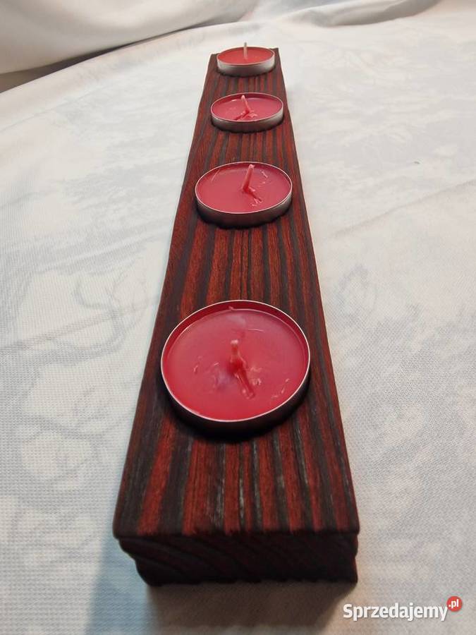 Świecznik świerkowy opalany Shou Sugi Ban kolory Sępopol
