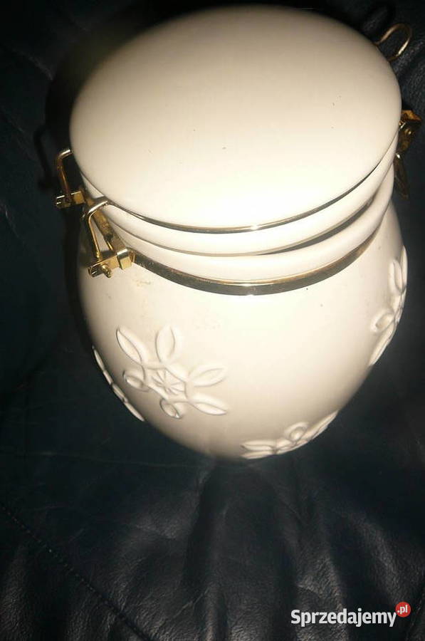 Biały zamykany pojemnik ceramiczny stary biały Wrocław