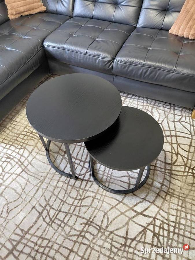 Stoliki Kawowe Loft Zestaw 2w1 Okrągłe Dąb 45cm