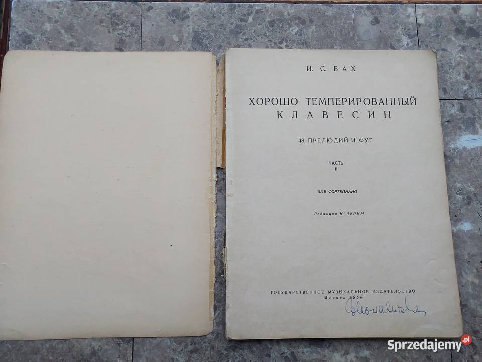 Stara książka nuty na fortepian JS Bach zbiory Tczew