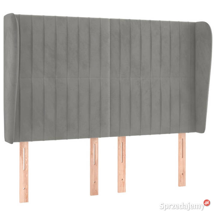 Zagłówek uszak jasnoszary 147x23x118128 aksamit sprzedam