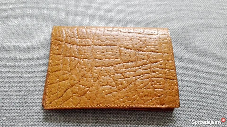 Pamiątki z PRL DUŻY SKÓRZANY PORTFEL BEŻ Łódź