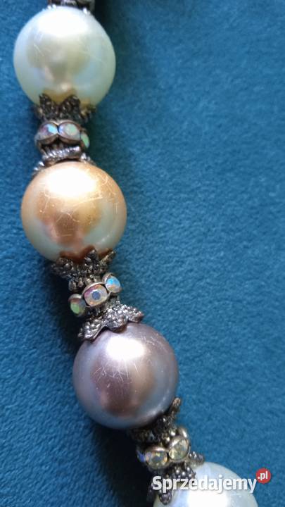 PIĘKNA PERŁOWA BIŻUTERIA NASZYJNIK I BRANSOLETA wielkopolskie Piła