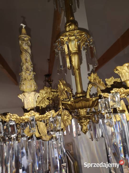 Żyrandol pozłacany na 8 świec Gdańsk sprzedam