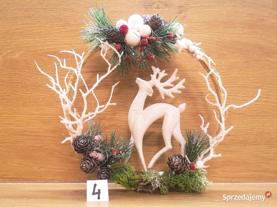 Stroik świąteczny na drewnianej obręczy LED Kielce sprzedam
