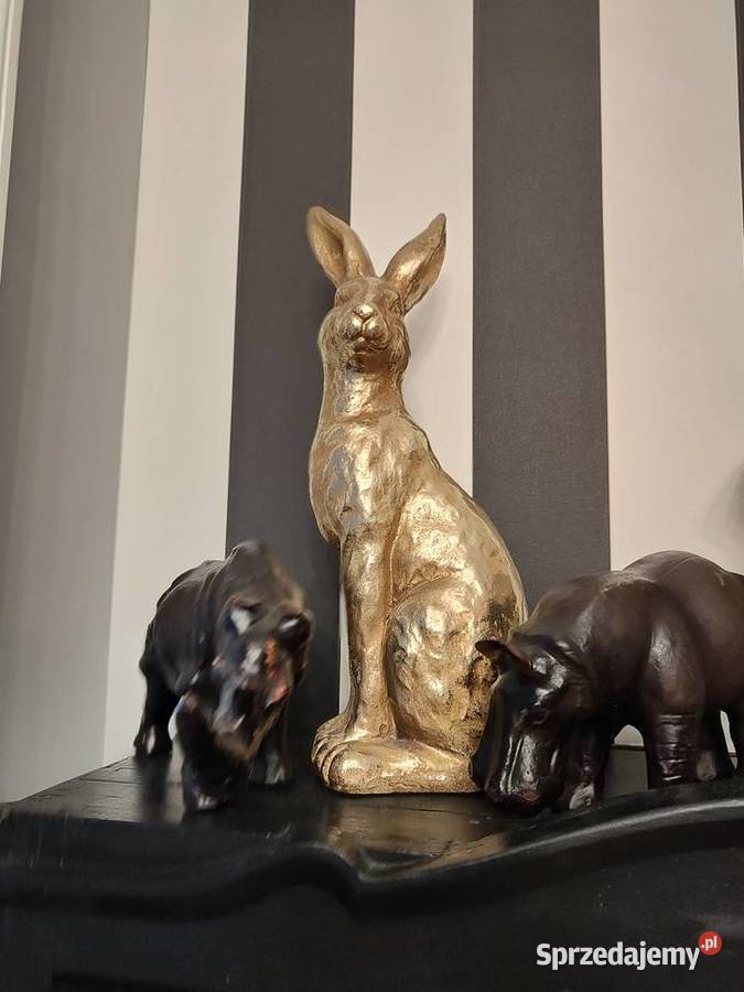 Skórzane figurki nosorożec i hipopotam vintage Legnica