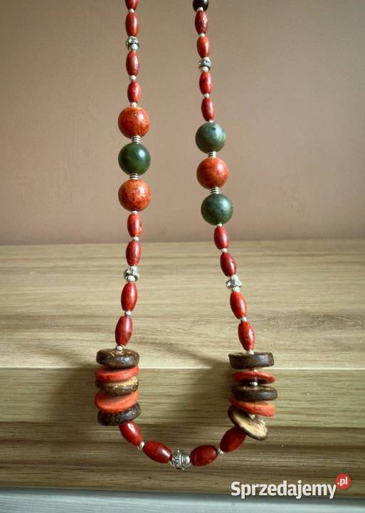 Naszyjnik z korala w stylu BOHO 74 rękodzieło Legnica