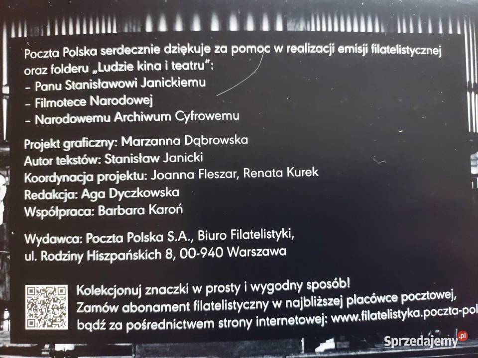 Folder Ludzie Kina i Teatru znaczki koperta FDC Wrocław
