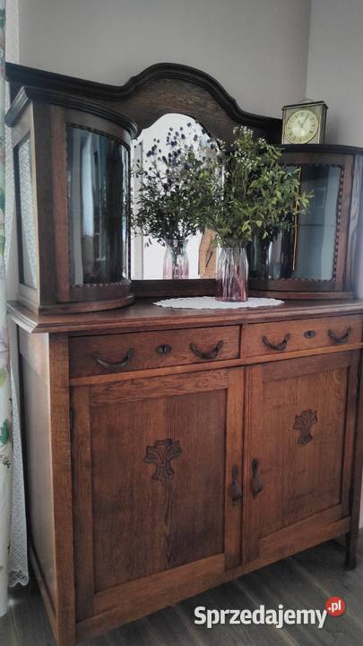 Kredens drewniany przeszklone gablotki lustro Rzeszów