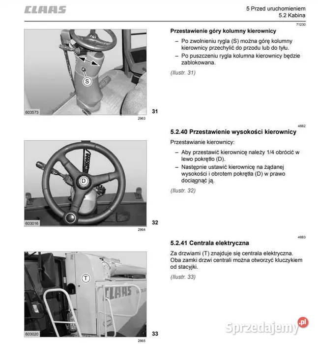 Instrukcja obsługi Claas Lexion 510 520 530 540 Zduńska Wola