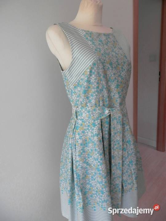 Sukienka Rozkloszowana Miętowa Wizytowa Modne Łomża