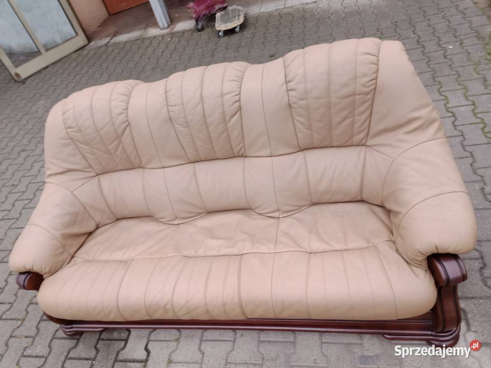 Komplet Wypoczynkowy BROWN 321 i Ława Dąb skóra Kozy