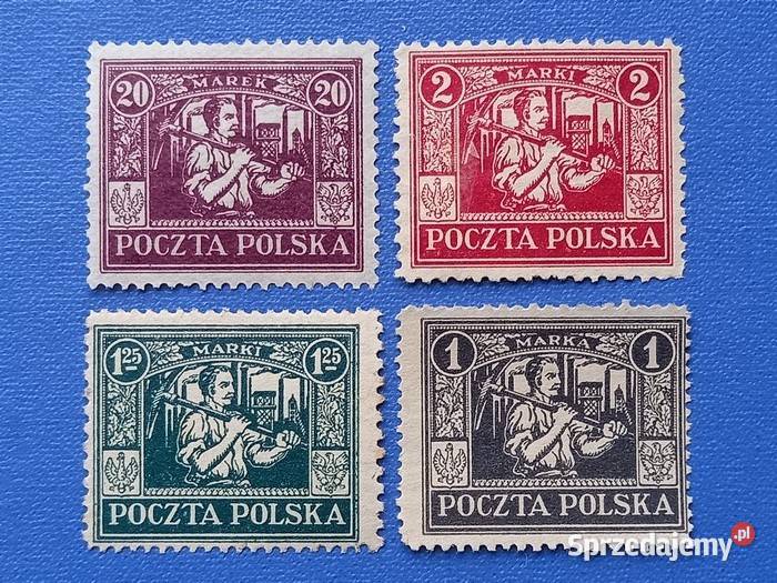 Cztery Polskie znaczki pocztowe Filatelistyka