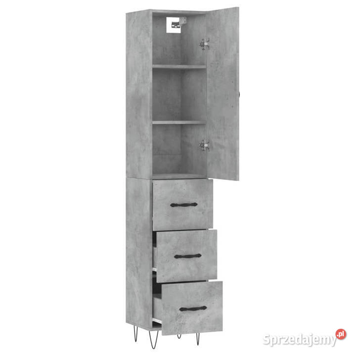 Wysoka szafka szarość betonu 345x34x180 Warszawa