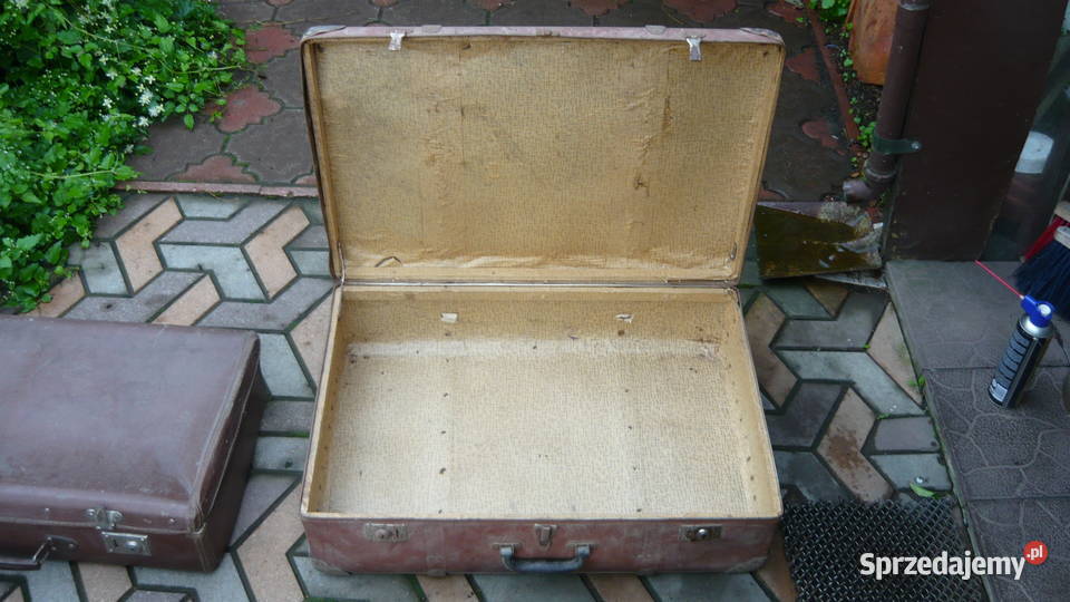 Walizki zestaw 5 stare tekurowe podróżne PRL Sokółka