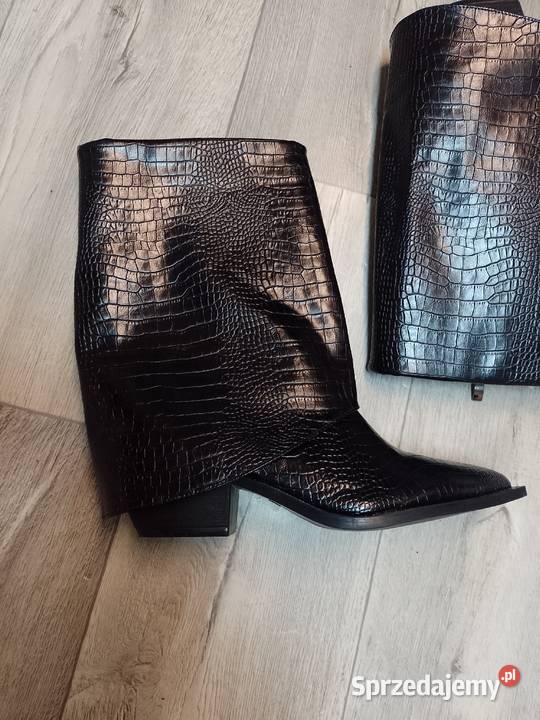 42 Ekskluzywne CZARNE krótkie Kozaki kowbojki Kraków