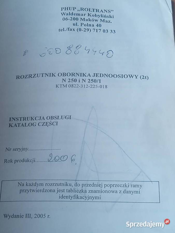 Rozrzutnik jednoosoowy Kąclowa