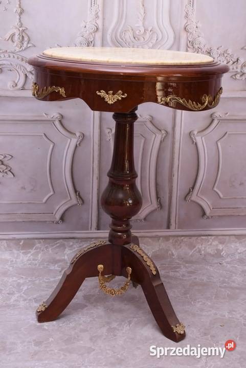 Drewniany Stolik z Marmurowym Blatem Stół Blaty Kraków