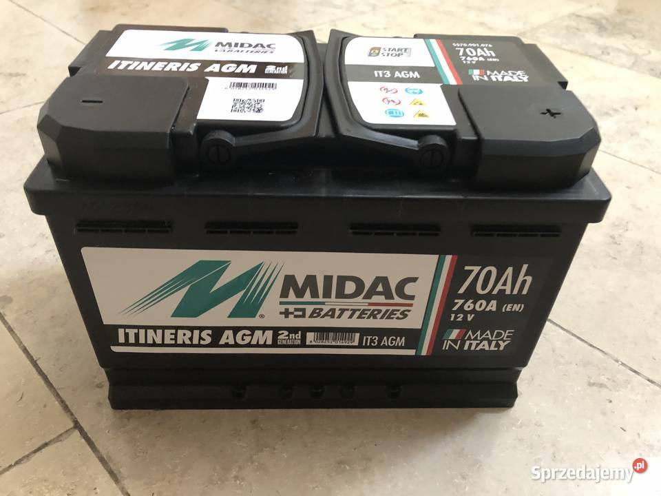 Midac Itineris 3 AGM Batterie 12Volt 70Ah 760A (Start-Stopp,  Versorgerbatterie, Starterbatterie)