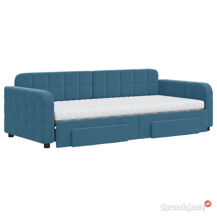 Sofa rozsuwana z szufladami niebieska aksamit 100cm Meble Warszawa sprzedam
