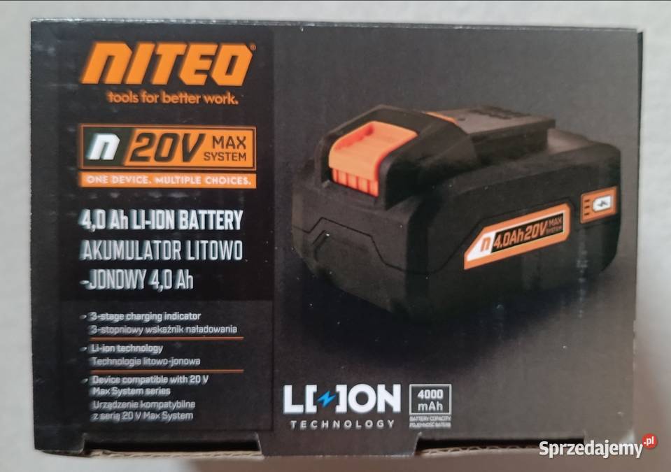 NITEO 20V akumulator litowojonowy 40 Ah NOWY Ełk sprzedam