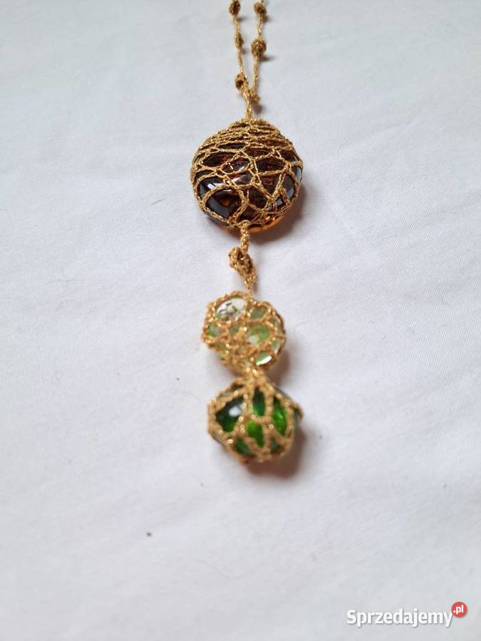 Naszyjnik handmade z trzema kamieniami Brzesko