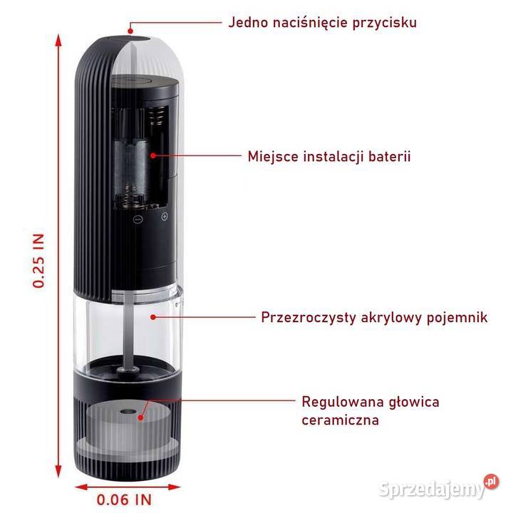 zestaw 2x MŁYNEK ELEKTRYCZNY do soli i pieprzu Zielonka