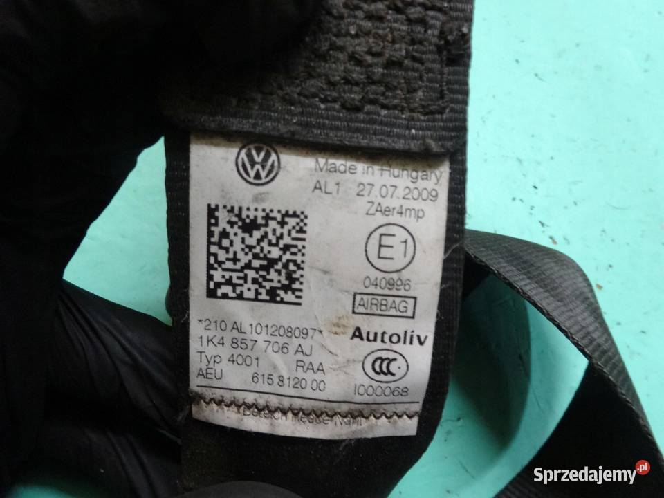 VW GOLF VI 09r pas bezpieczeństwa prawy przód Motoryzacja