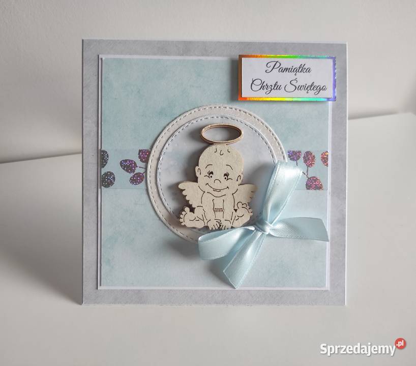 Kartka ręcznie robiona na Chrzest Święty z Rękodzieło Łódź
