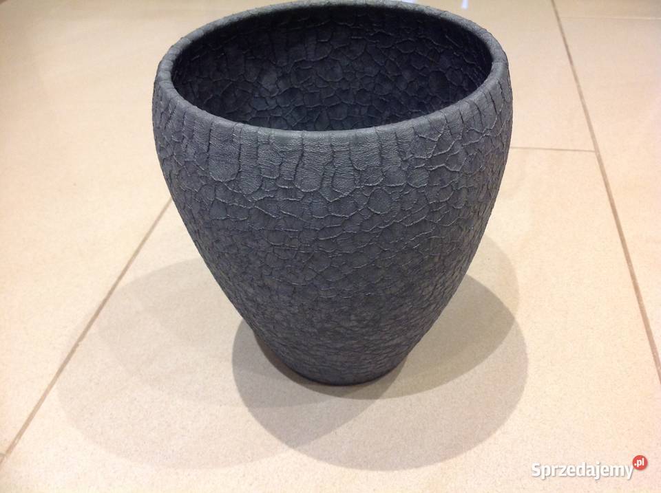 Donica Osłonka Ceramiczna na Doniczkę Szara Nowa Sól