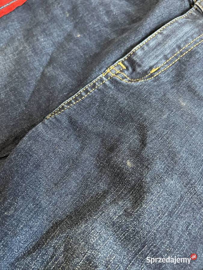 Jeansy dżinsy skinny niebieskie z czerwonymi sprzedam