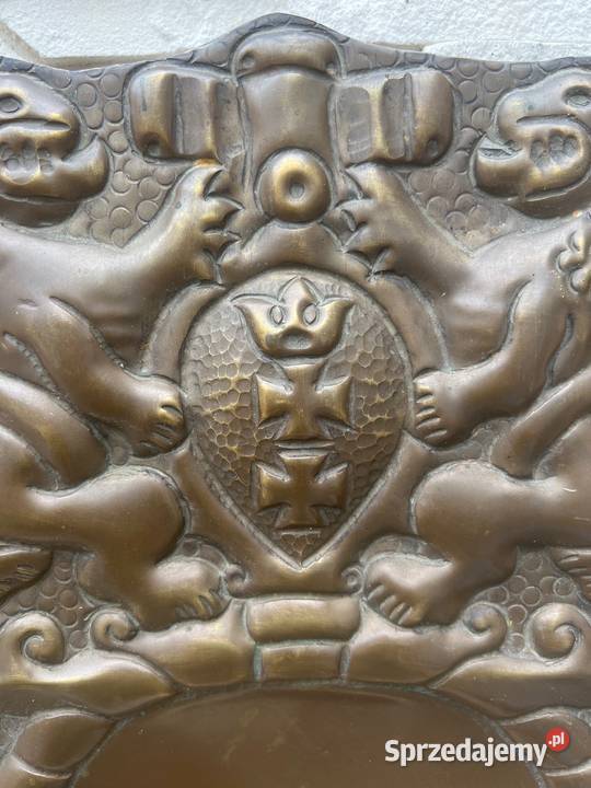 Stara przedwojenna lampa kinkiet Herb Gdańska Antyki