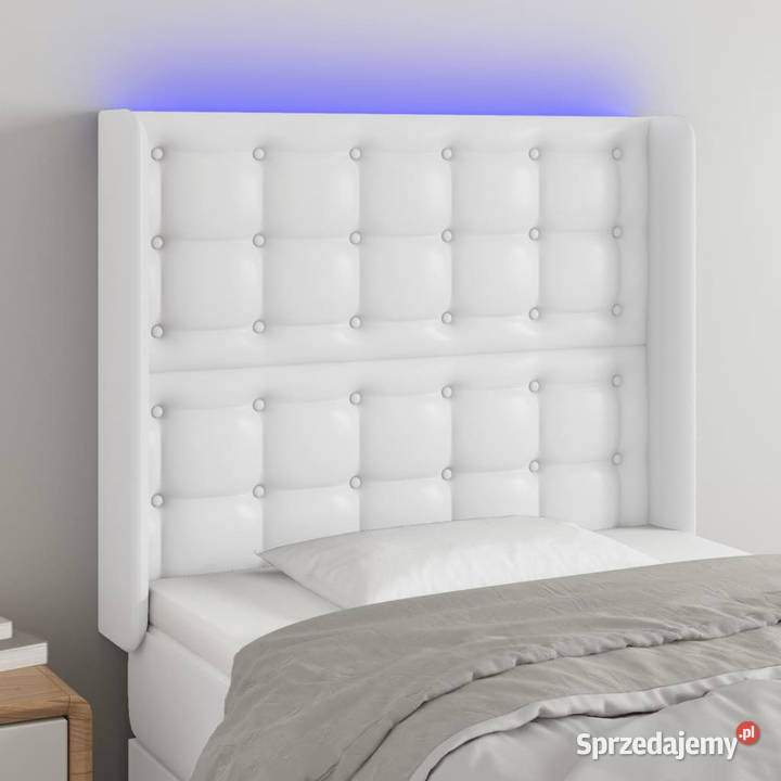 Zagłówek do łóżka z LED biały 93x16x118128 mazowieckie Warszawa