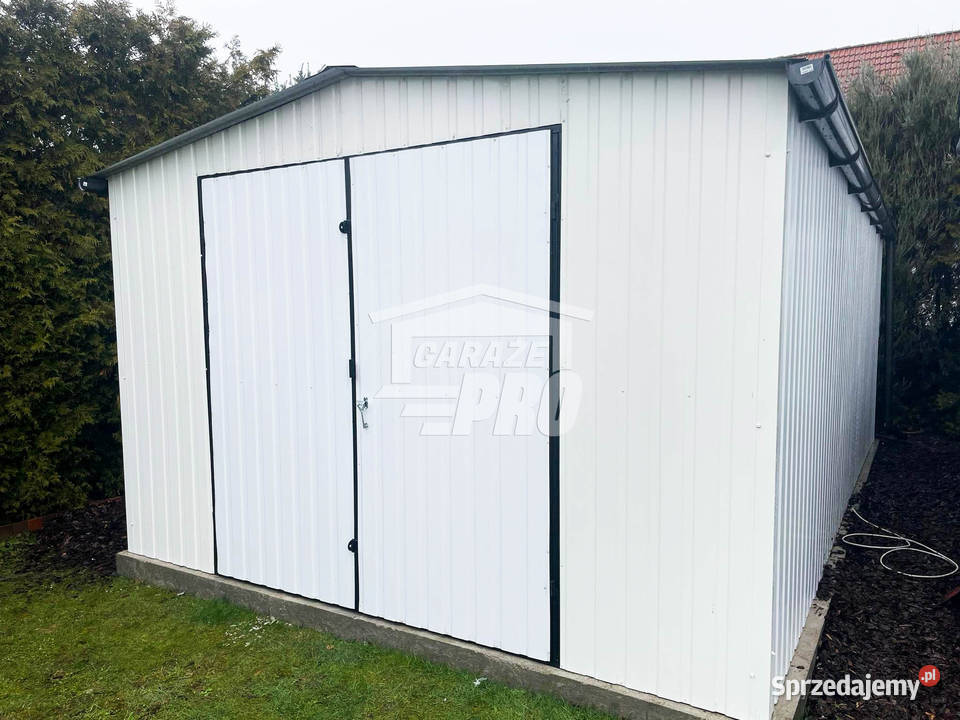 Garaż blaszany 4x6 Brama dwuskrzydłowa Biały Szczecinek