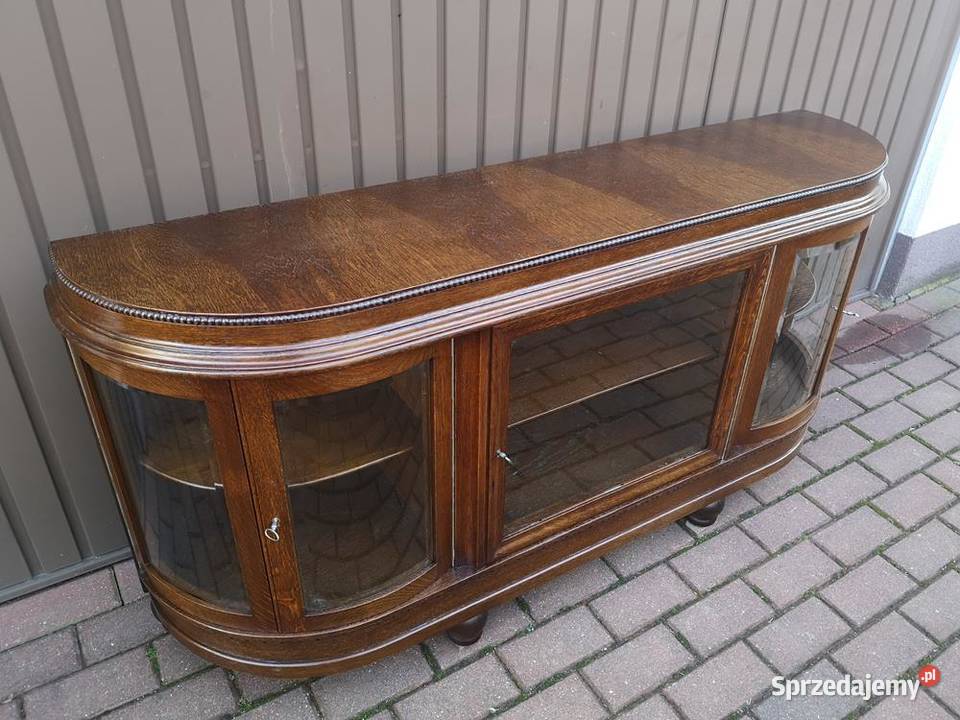 Komoda Witryna Dębowa Niska RTV Stara Antyk Swarzędz