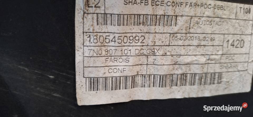 VW SHARAN 7N ZDERZAK PRZÓD PRZEDNI 6 X PDC Bieleń