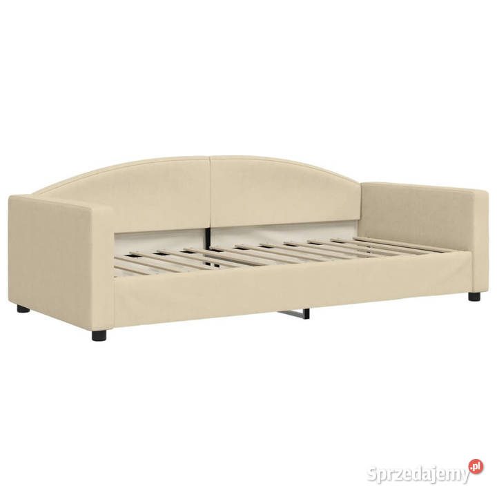 Sofa z funkcją spania kremowe obita tkaniną Warszawa