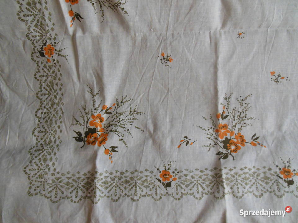 Obrus lniany duży prostokątny w pomarańczowe Kielce