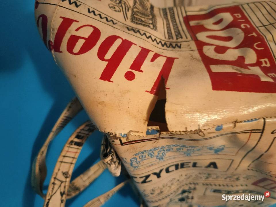 Torebka z PRL motyw gazetowy Lata 6070 wielkopolskie Kościan
