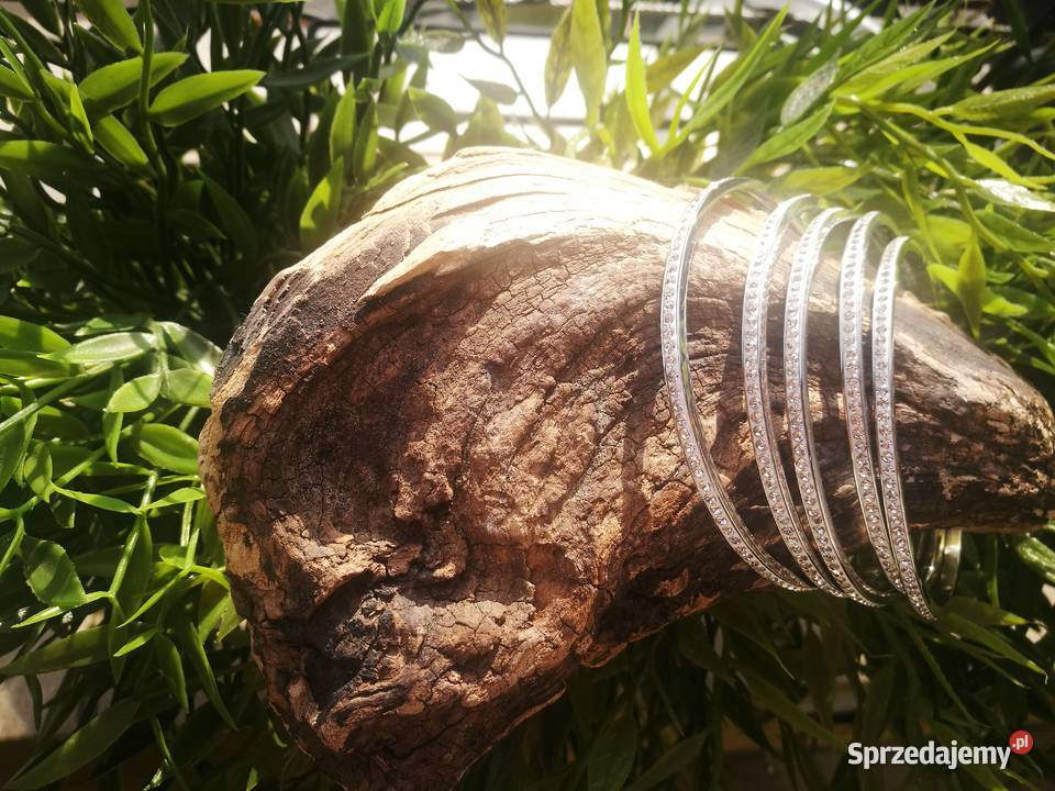 Bransoletka koło sztywna stal cyrkonie kryształy