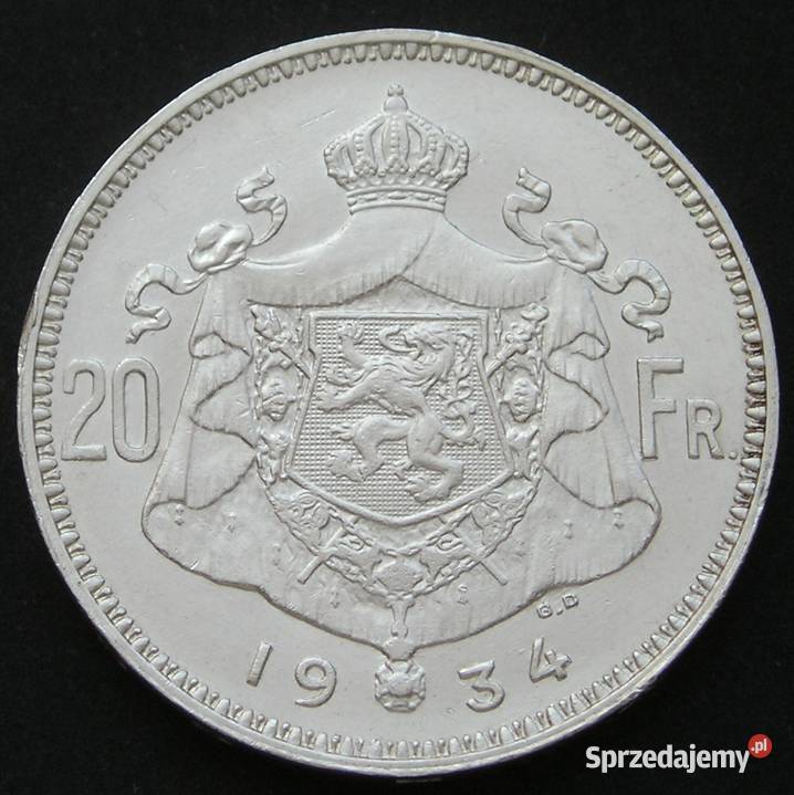 BELGIA 20 FRANKÓW 1934 KRÓL ALBERT II SREBRO łódzkie Łódź