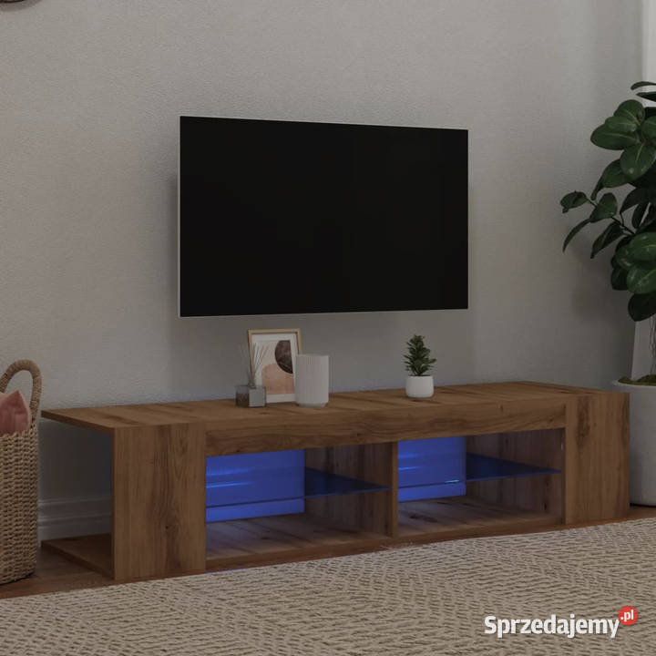Szafka pod TV z oświetleniem LED dąb artisan RTV Warszawa