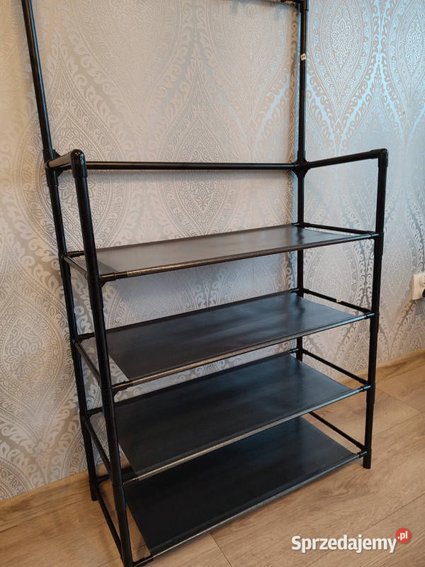 Nowy czarny wieszak z regałem na buty sprzedam