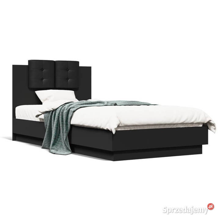 Rama łóżka z wezgłowiem czarna 75x190 WM3209976 mazowieckie sprzedam