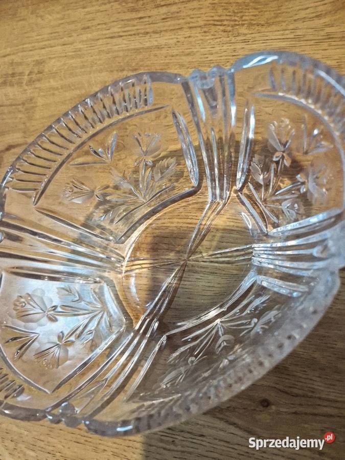 Kryształowa misa w kwiaty PRL antyk Namysłów