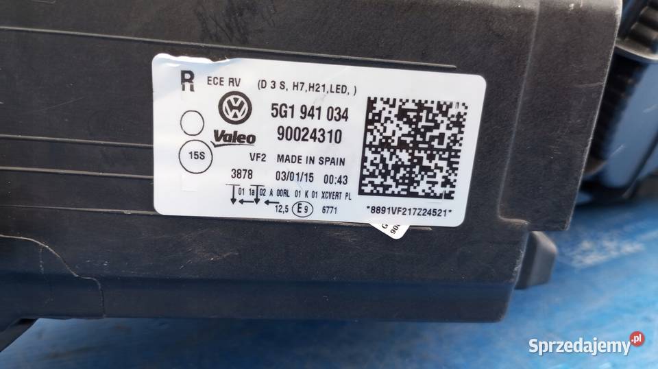 LAMPA PRAWY PRZÓD IGŁA XENON 5G1941034 Nowy Tomyśl