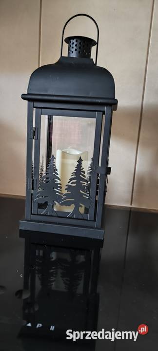 Piękny ledowy lampion latarenka wys 45 z motywem czarny Legnica sprzedam